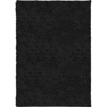 Шаги килим с дълъг косъм, модерен, черен, 160x230 см