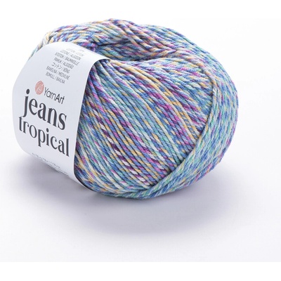Yarn Art příze Jeans Tropical 618 variace modré, růžová, oranžová