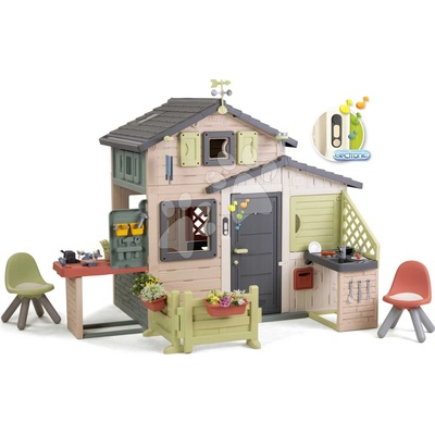 Smoby Domček Priateľov s dielňou pri okne Friends Evo Playhouse Life s plnými dverami rozšíriteľný