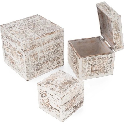 Garthen Sada drevených vintage boxov biele 73017