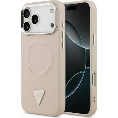 GUESS PU Leather Triangle Logo MagSafe Задний калъф за iPhone 17 Pro Max Pink Guess | Rozov | ЖЕНИ | UNI