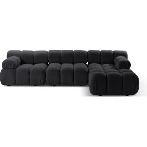 Micadoni Антрацитен модулен ъглов диван от букле (десен ъгъл) Bellis - Micadoni Home (MIC_SET5R_213_F1_BELLIS4)