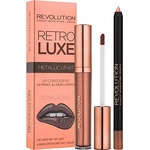 Makeup Revolution Retro Luxe Metallic Lip Kit комплект червило и молив за устни за жени 5.5 мл - monna - 11,66 лв