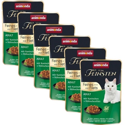 Animonda Vom Feinsten Cat Adult - заек и пилешки филета 6 x 85 г