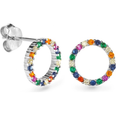 Again Jewelry strieborné náušnice s farebnými kubickými zirkónmi AJNS0042
