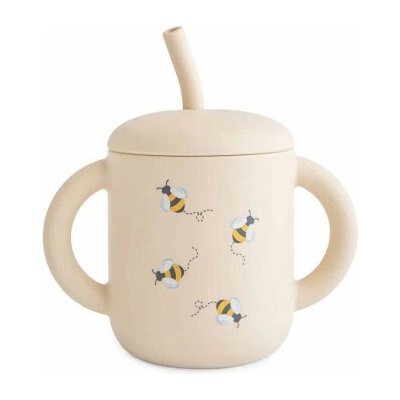 Mushie Silikónový pohárik so slamkou mushie - bees