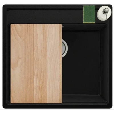 Твоят Стил Черна кухненска мивка за вграждане под плот Берген 60 Low 560x530 мм