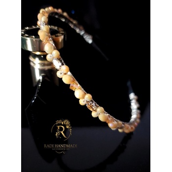 Image 1 of Radi handmade Официална диадема с оранжеви кристали и камъни (566)