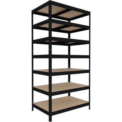Biedrax Regál do technickej miestnosti 60 x 75 x 210 cm, čierny, 7 políc MDF, 200 kg na policu