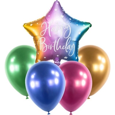 Party Deco Balónkový set Happy Birthday Duhový