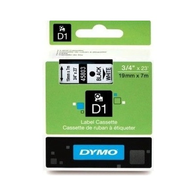 Dymo 45803, S0720830, 19mm x 7m, čierna tlač / biely podklad, originálna páska