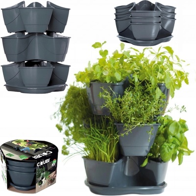 PlasticFuture Květináč na bylinky COUBI HERBAL 29,5 cm grafitový