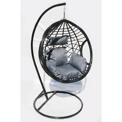 TRENDIE Závěsné křeslo 03 černé s šedou poduškou – Sleviste.cz