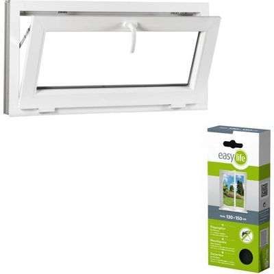 Okna Hned Sada plastové okno 1200 x 700 mm sklopné, bíle + síť proti hmyzu