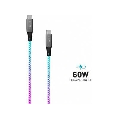 Fixed USB-C/USB-C and PD support, 1.2 m, 60 W, Rainbow