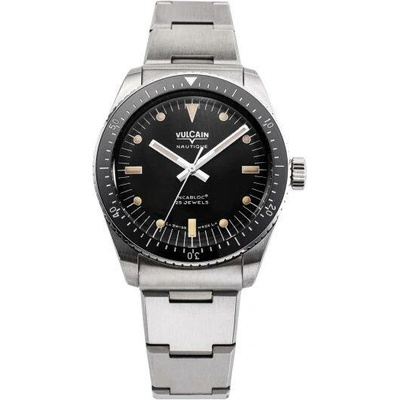 Vulcain Skin Nautique Black with Khaki Brown Lum Steel Bracelet