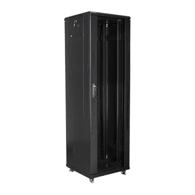 Lanberg Комуникационен шкаф, Lanberg rack cabinet 19" free-standing 42U / 600x600 self-assembly flat pack, black (FF01-6642-12B)