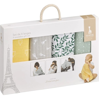 Sophie la Giraffe Комплект пелени Sophie la Giraffe - Многоцветни, 4 броя (S850800)