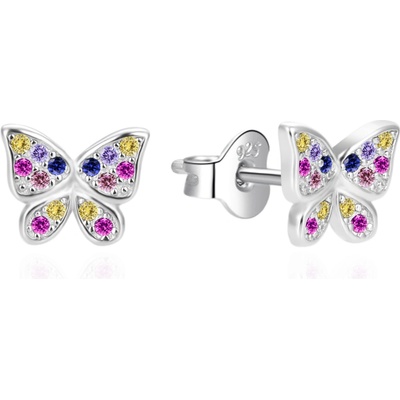AGATO Hravé stříbrné náušnice s motýlky AGT-E210PC