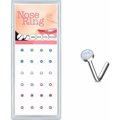 S4U Sada 24 piercingů do nosu, 2,5 mm opál 0,8 mm N0000-38