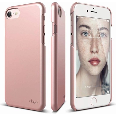 elago S7 Slim Fit 2 Case + HD Clear Film - поликарбонатов кейс и HD покритие за iPhone 8, iPhone 7 (розово злато)
