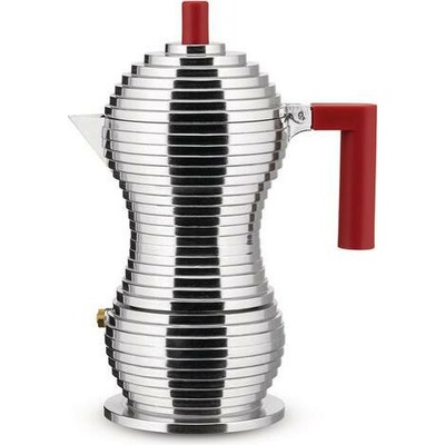 Alessi Kávovar Moka PULCINA 150 ml červená rukoväť,