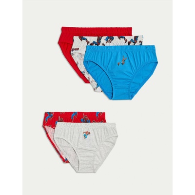 Marks & Spencer Бикини от чист памук с принт Spider-Man, комплект от 5 бр. (2-8 години) Marks & Spencer многоцветна Marks & Spencer | Mnogotsveten | Момчешки | 2-3 години
