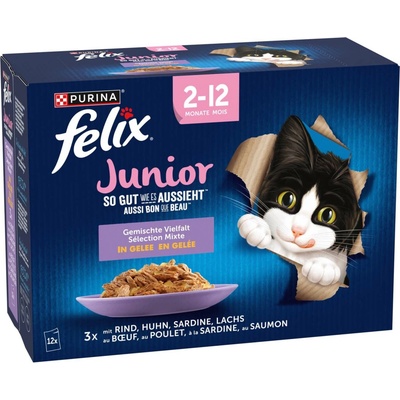 Felix So gut... Junior kuracie hovädzie sardinky losos 24 x 85 g