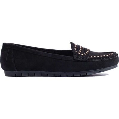 Shelovet Women's suede black loafers černá