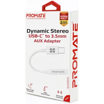 ProMate Адаптер ProMate - AUXLink-C, Type-C/3.5 mm, бял (6959144044712)