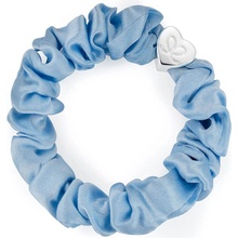 By Eloise Silver Heart Silk Scrunchie –⁠ Sky Blue