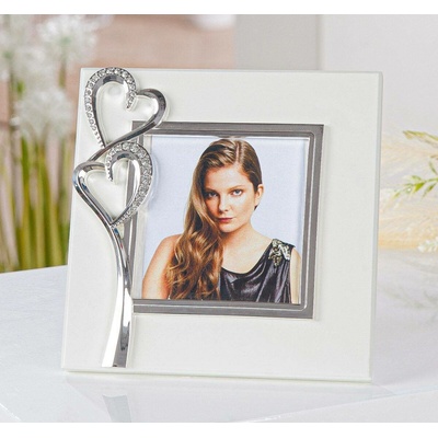 Gilde Čtvercový fotorámeček s kamínky Hearts, 18 cm