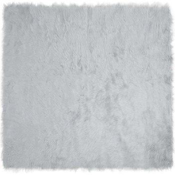 vidaXL Изкуствен килим от кожи Сив 240 x 240 cm Полиестер (42021534)