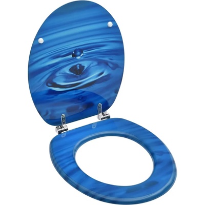 vidaXL WC тоалетна седалка с капак, МДФ, дизайн сини водни капки (146906)