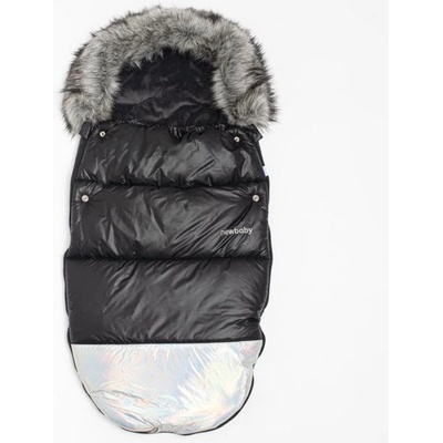 New Baby Luxusný s kožušinkou Shine čierno strieborny