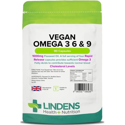 LINDENS Health + Nutrition Vegan Omega 3 6 & 9 1000 mg 90 kapsúl