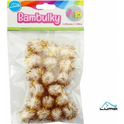 Bambulky metalické bílo-zlaté, 18ks 25mm Luma LUMA trading s.r.o.