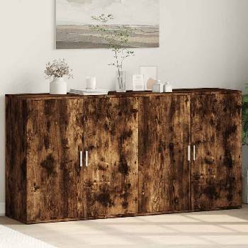 vidaXL Сайдборди, 2 бр, опушен дъб, 79x38x80 см, инженерно дърво (3276606)