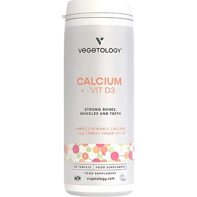 Vegetology Vápnik + Vitamín D3 60 žuvacích tabliet