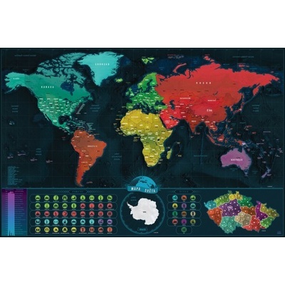 Stírací mapa světa, Česka verze Deluxe XL, Zlatá 90x60cm – Zboží Dáma