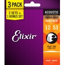 Elixir Nanoweb Phosphor Bronze Light 3-Pack