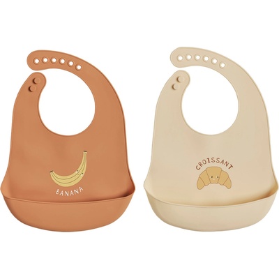 OYOY Лигавници с джоб Yummy, кафяв и жълт, 2 бр (M107545)