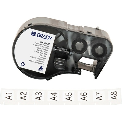 Brady M4-7-422 / 170735, 12.70 mm x 12.70 mm, Polyester, čierna tlač / biely podklad