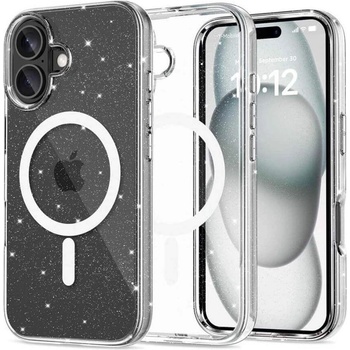 Tech-Protect Magsafe Блестящ Калъф за iPhone 16, TP Hybrid FlexAir Glitter Clear Case, Прозрачен (5906302311422)