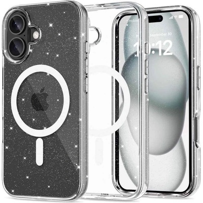 Tech-Protect Magsafe Блестящ Калъф за iPhone 16, Tech-Protect Hybrid FlexAir Glitter Clear Case, Прозрачен (5906302311422)