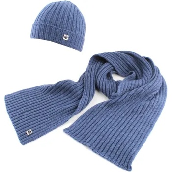 Комплект мъжки вълнен шал и шапка Granadilla Top Wool Set 2, Син