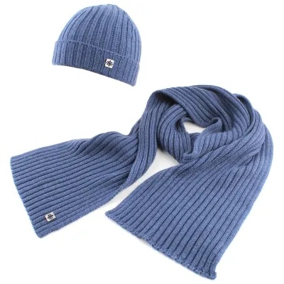 Комплект мъжки вълнен шал и шапка Granadilla Top Wool Set 2, Син