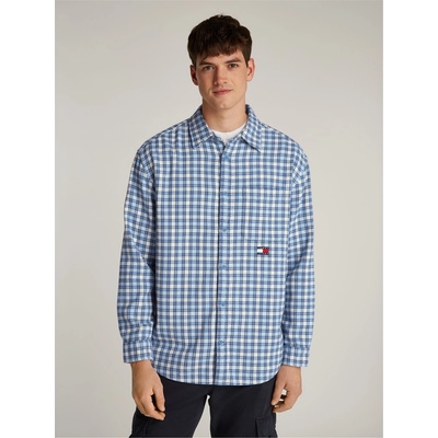 Tommy Hilfiger Риза с дълъг ръкав Tommy Jeans Men's Badge Long Sleeve Patterned Flannel Shirt - Colorado Blue