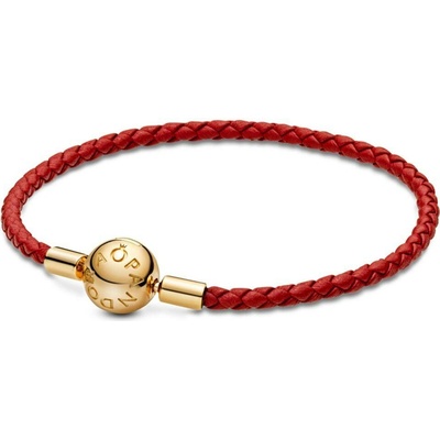 PANDORA Moments Červený proplétaný kožený náramek S1 568777C01-S1