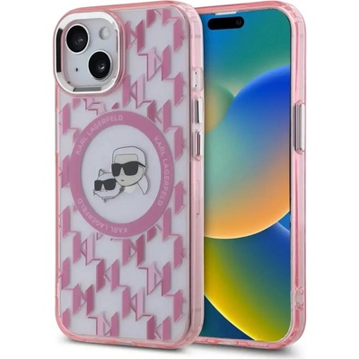 KARL LAGERFELD IML Monogram Karl & Choupette Head MagSafe Калъф за iPhone 15 Plus - розов (3666339285036)